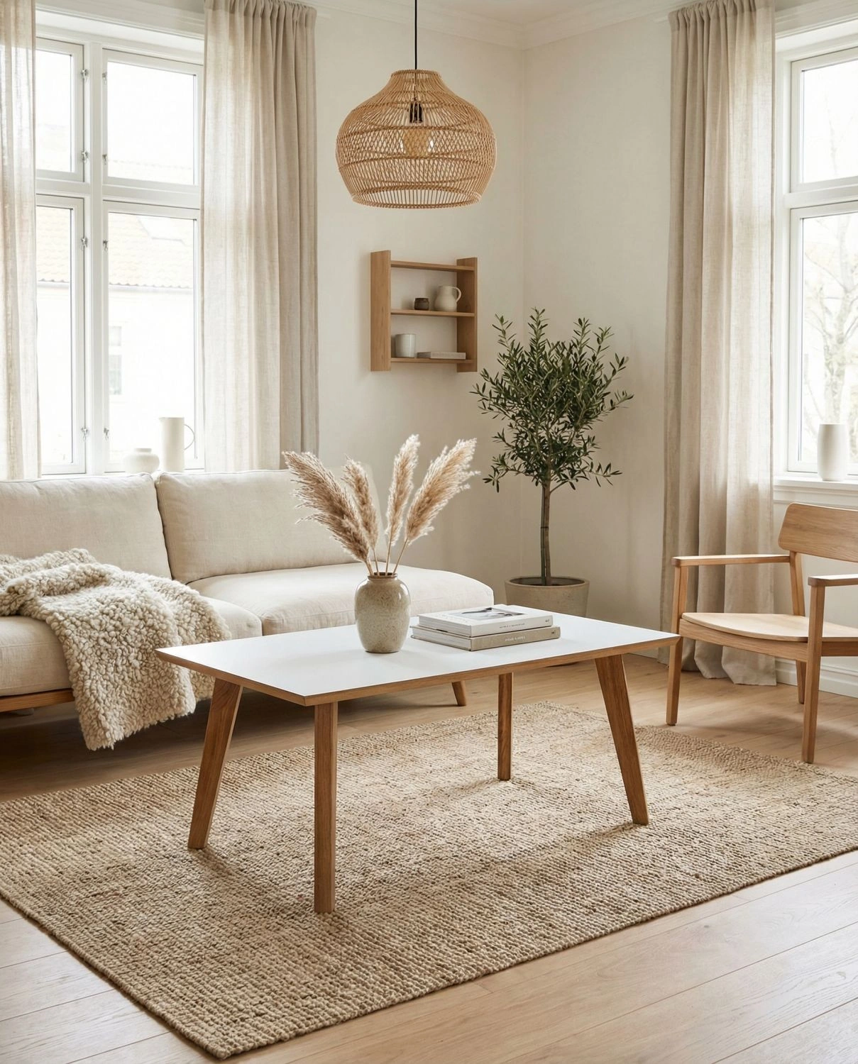 Coffee rectangular oak white 120 - stolik kawowy prostokątny z dębowymi nogami - Stolik Kawowy Prostokątny Dębowe Nogi Biały Blat | RetroCegła