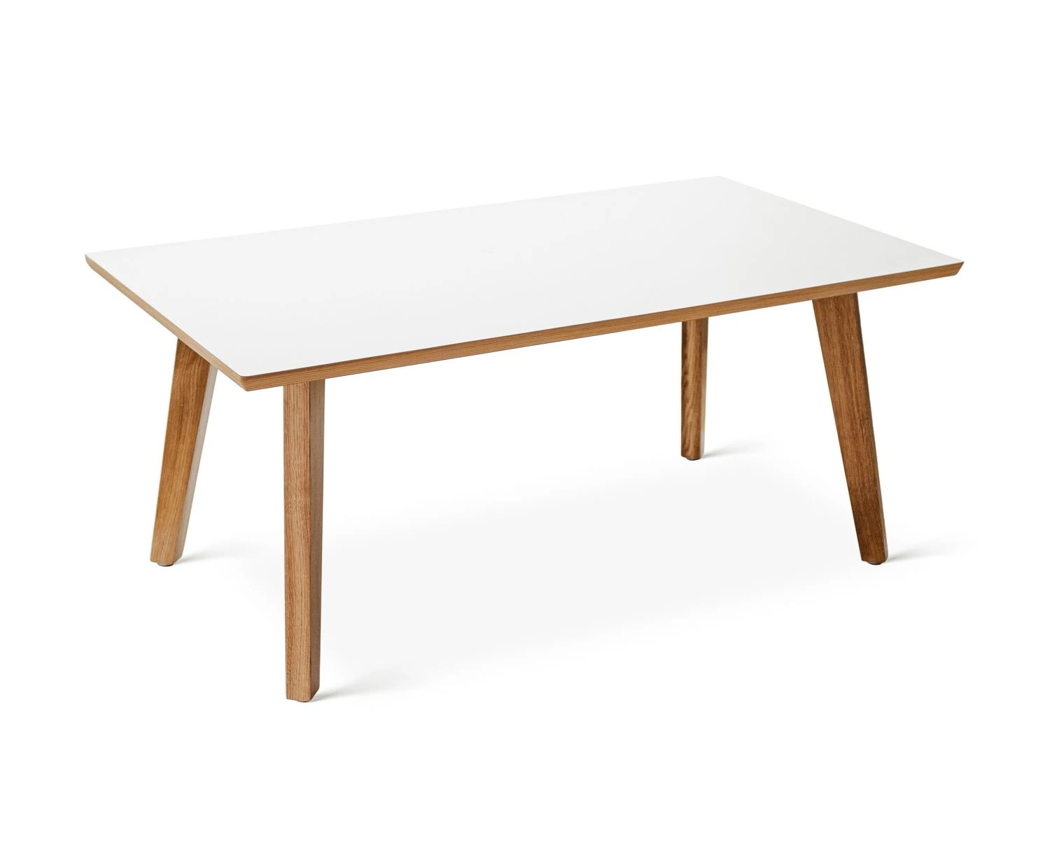 Coffee rectangular oak white 120 - stolik kawowy prostokątny z dębowymi nogami - Nowoczesny prostokątny stolik kawowy | RetroCegła