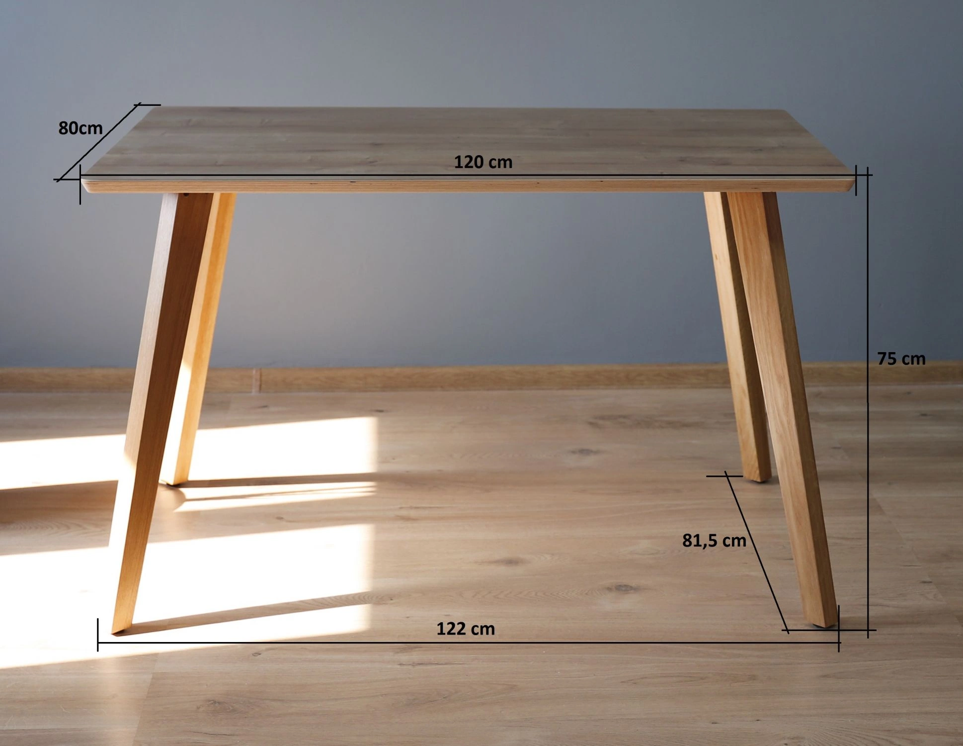 Dining rectangular oak multi 120 - stół prostokątny 120 cm z dębowymi nogami - Stół drewniany dębowy do kuchni jadalni | RetroCegła