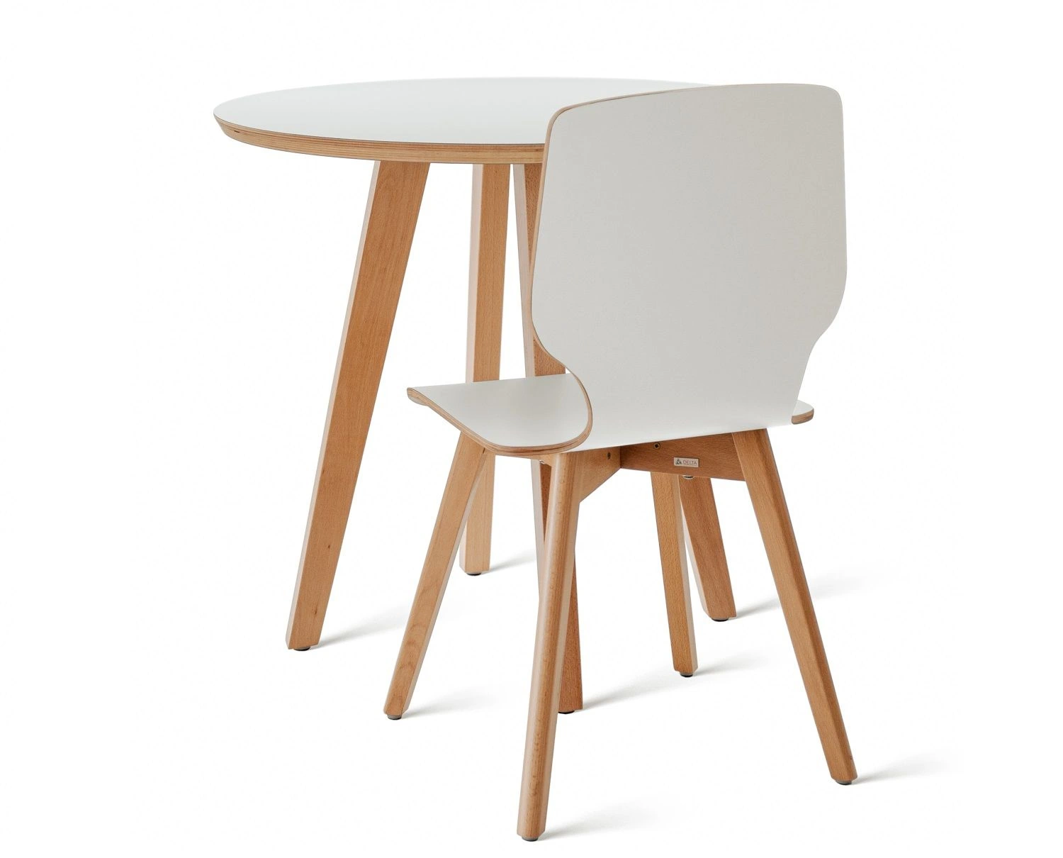 Dining round beech 80 - stół okrągły 80 cm z drewnianymi nogami - Stół Laminowany Okrągły Bukowe Nogi | RetroCegła