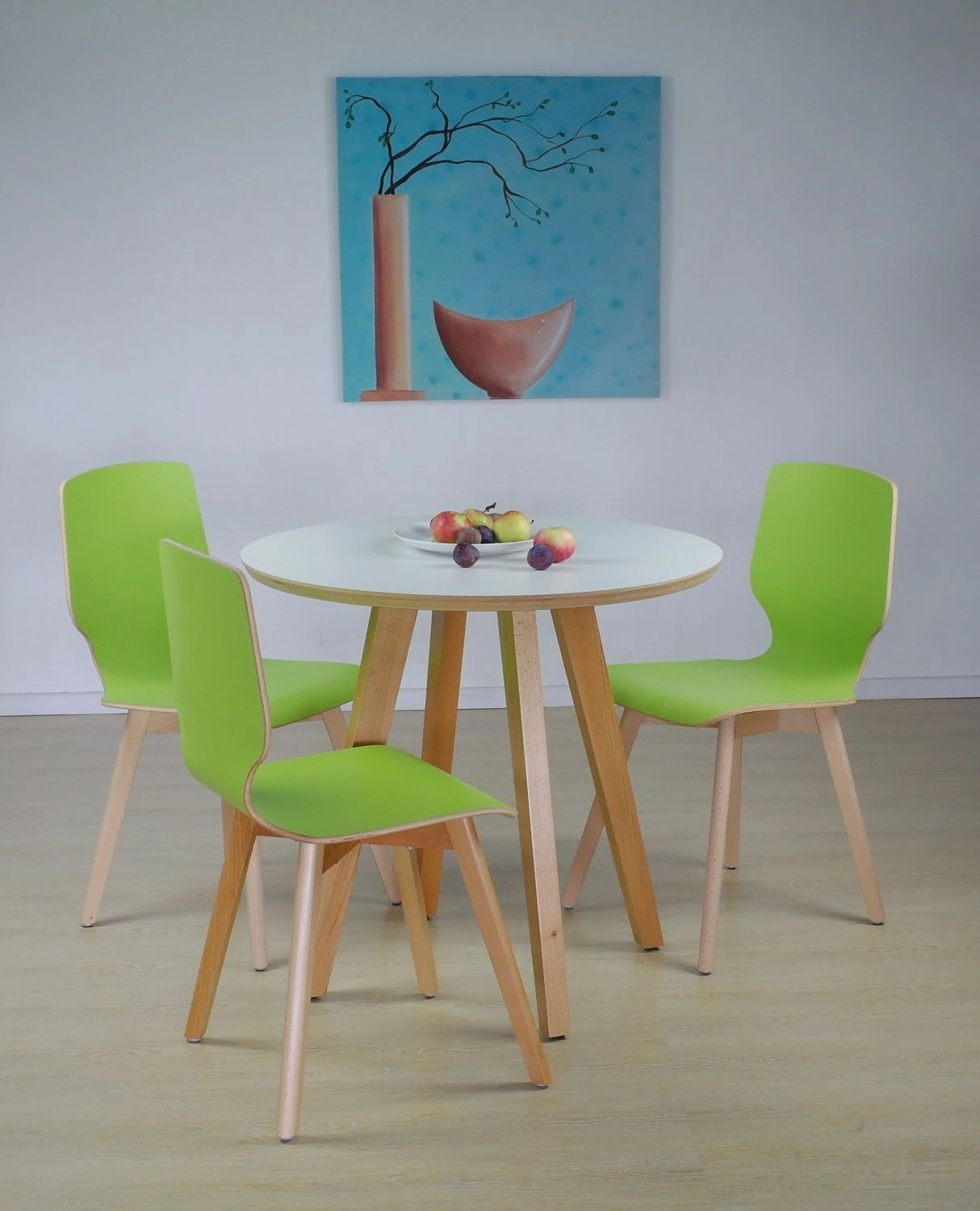 Dining round beech 80 - stół okrągły 80 cm z drewnianymi nogami - Stół Laminowany Okrągły Bukowe Nogi | RetroCegła