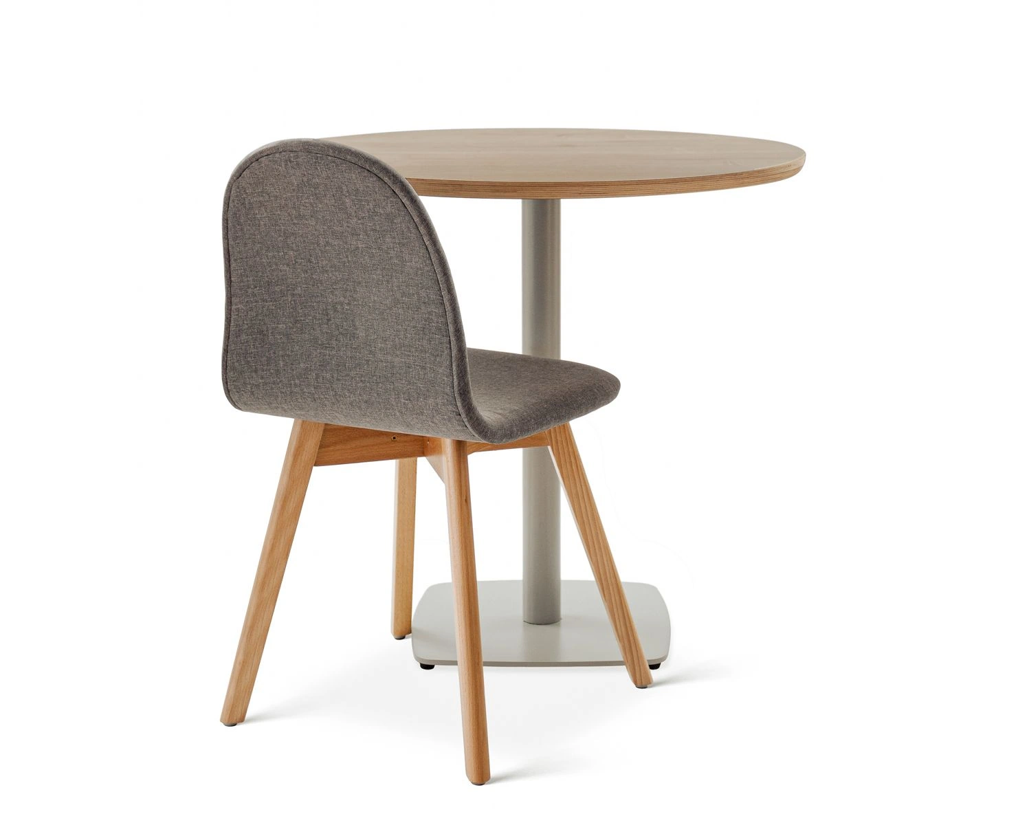 Dining round oak white 01 - stół okrągły 80 cm z laminowanym blatem - Okrągły stolik do restauracji_kawiarni | RetroCegła