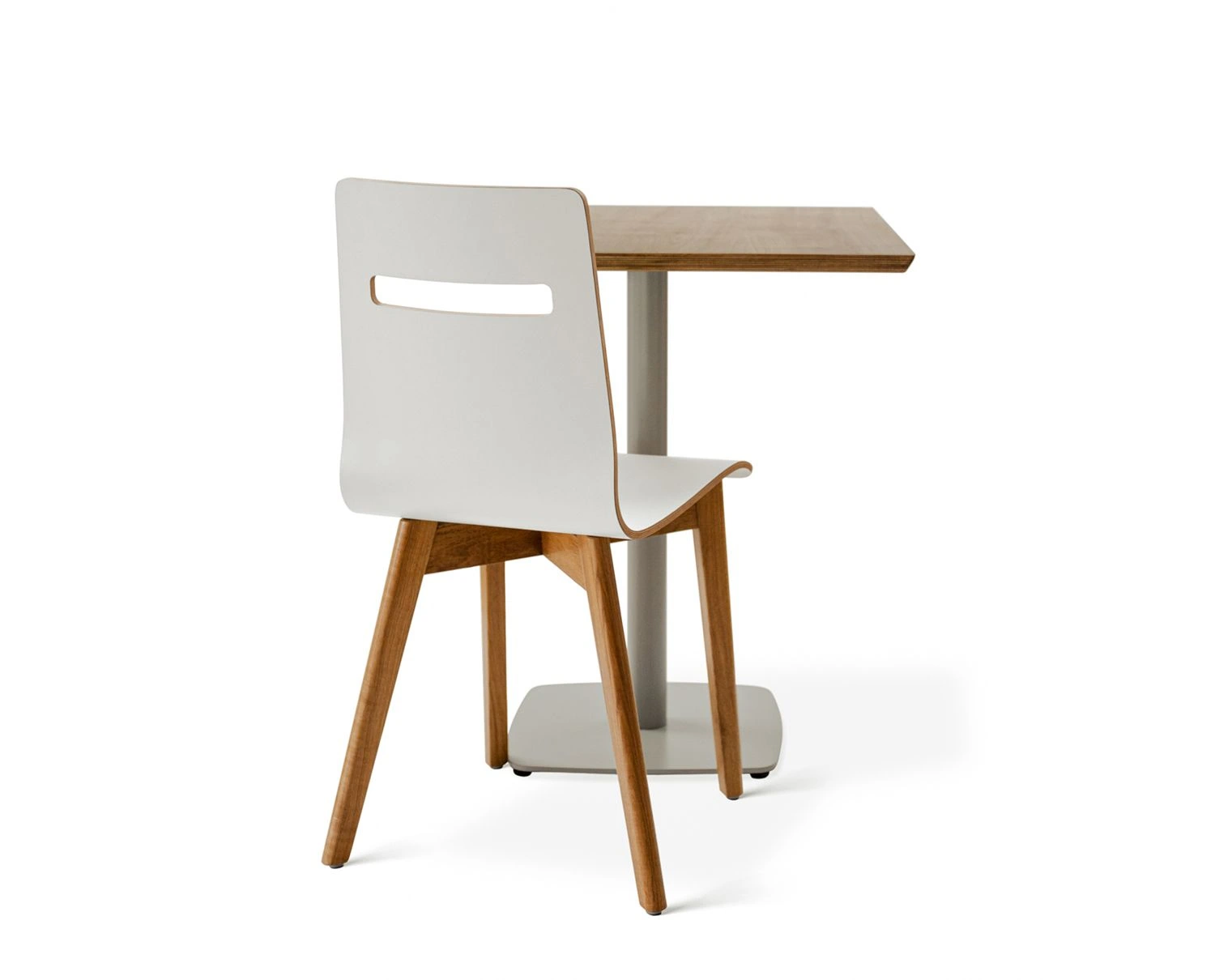 Dining square oak white 02 - stół kwadratowy 80 cm z laminowanym blatem - Kwadratowy stolik do restauracji_kawiarni | RetroCegła