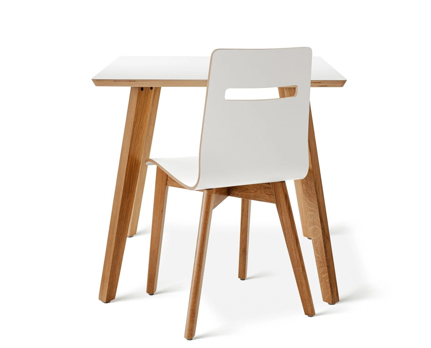 Dining square oak white 80 - stół kwadratowy 80 cm z dębowymi nogami - kwadratowy stół na dębowych nogach | RetroCegła