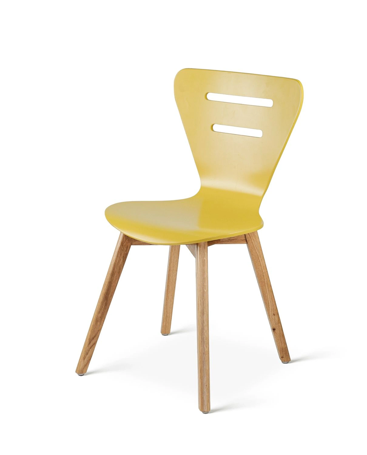 Doris oak yellow - krzesło drewniane żółte z dębową ramą - krzesło do kuchni drewniane | RetroCegła