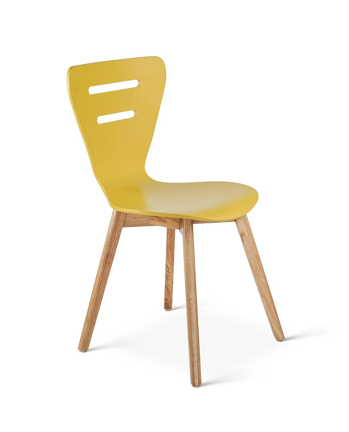 Doris oak yellow - krzesło drewniane żółte z dębową ramą - krzesło do kuchni drewniane | RetroCegła