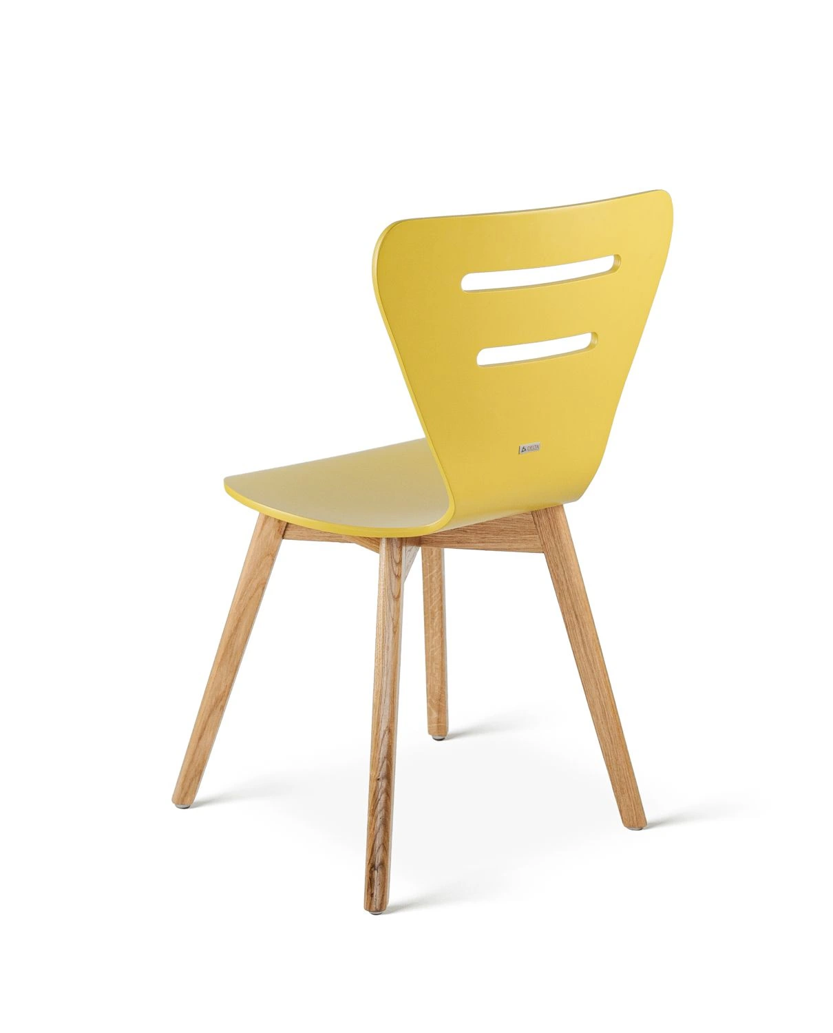 Doris oak yellow - krzesło drewniane żółte z dębową ramą - krzesło do kuchni drewniane | RetroCegła