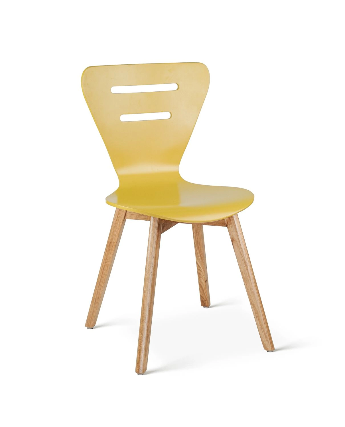 Doris oak yellow - krzesło drewniane żółte z dębową ramą - krzesło do kuchni drewniane | RetroCegła