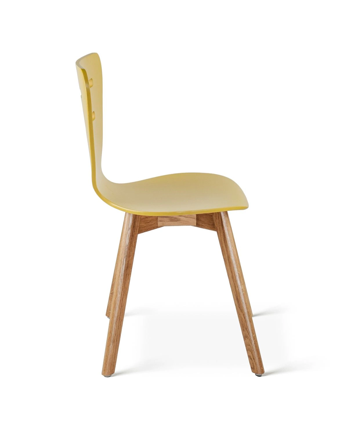 Doris oak yellow - krzesło drewniane żółte z dębową ramą - krzesło do kuchni drewniane | RetroCegła