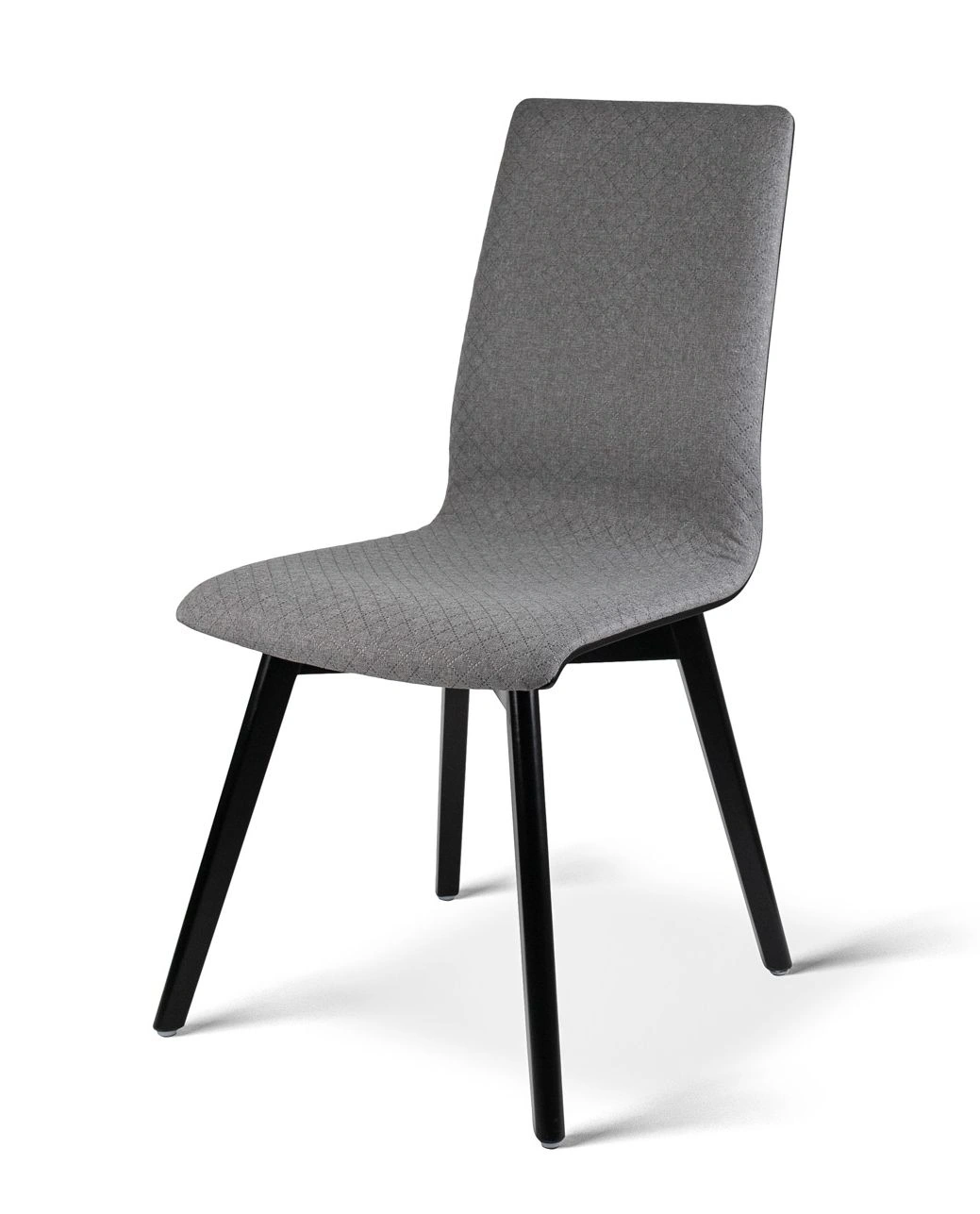 Gloria soft black beech quilt - krzesło tapicerowane pikowane z bukową ramą - Krzesło do salonu do jadalni drewniane szaro czarne | RetroCegła
