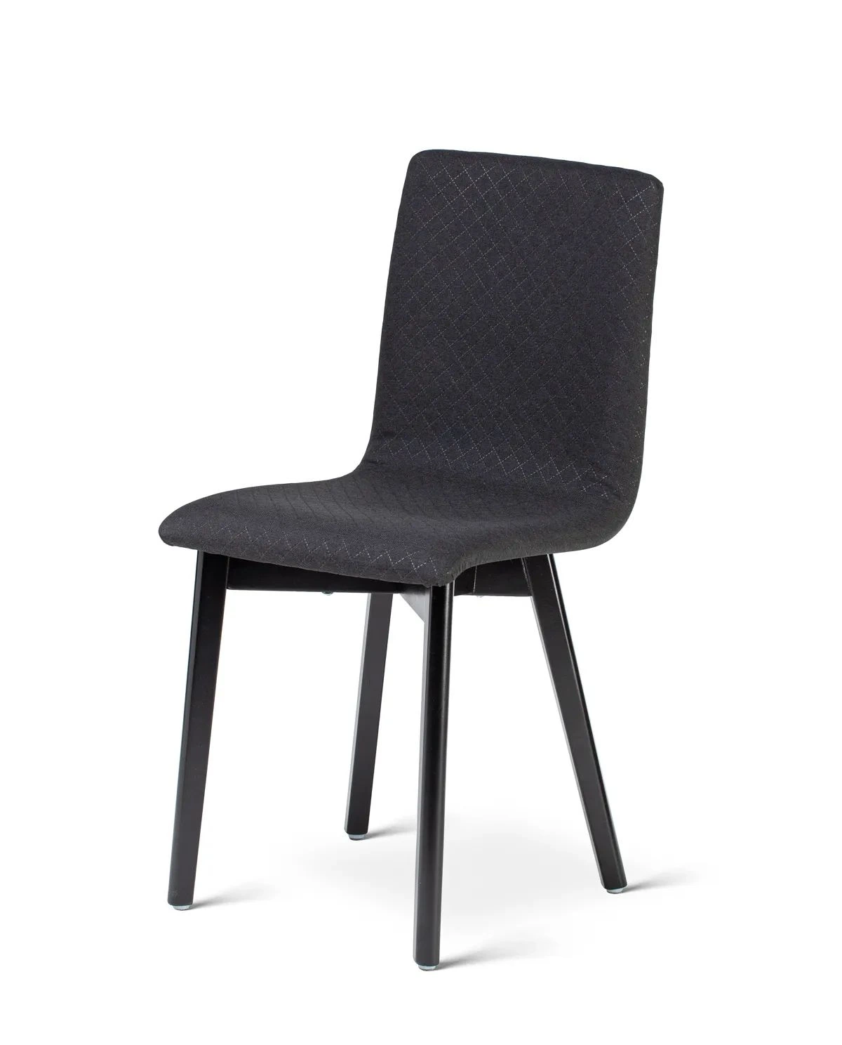 Grim black quilt - krzesło tapicerowane pikowane z czarną ramą - Krzesło do salonu drewniane bukowe czarne tapicerowane GRIM Deltachairs | RetroCegła