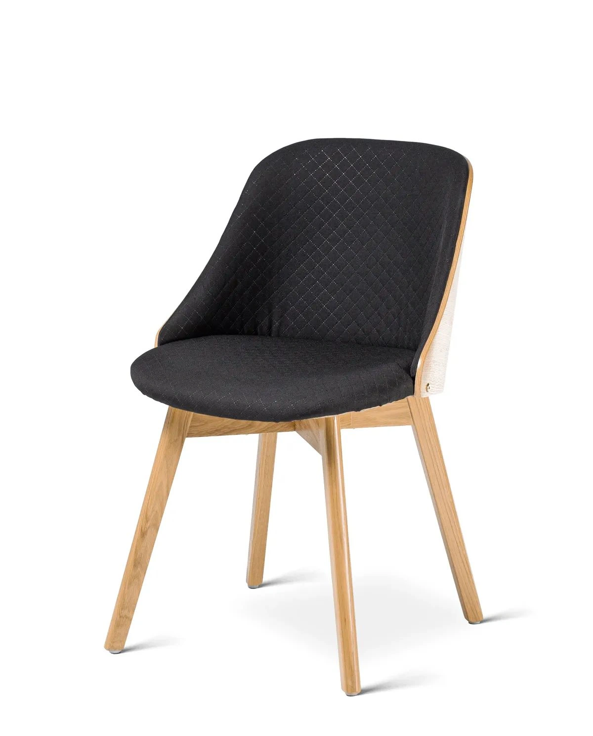Lord oak lounge quilt - krzesło fotelowe tapicerowane pikowane - Krzesło do salonu jadalni fotelowe dębowe czarne Deltachairs | RetroCegła