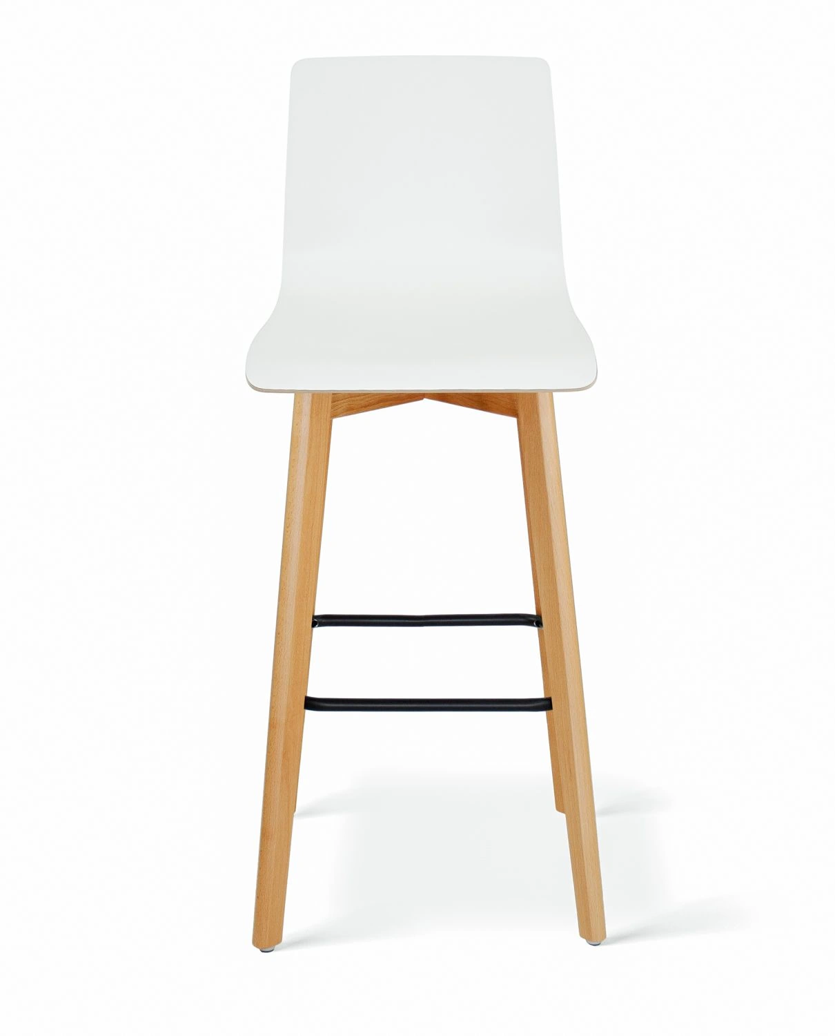 Luka beech h73 white - hoker drewniany 73 cm z białym siedziskiem - Hoker krzesło barowe drewniane białe niskie wysokość 73 cm Luka W | RetroCegła