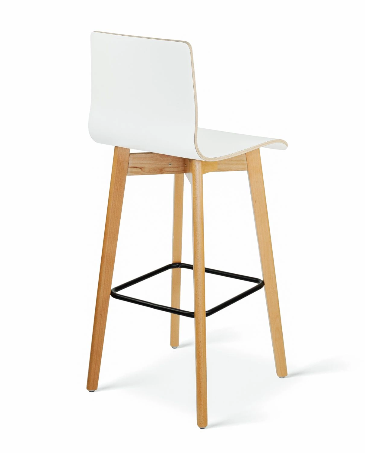 Luka beech h73 white - hoker drewniany 73 cm z białym siedziskiem - Hoker krzesło barowe drewniane białe niskie wysokość 73 cm Luka W | RetroCegła