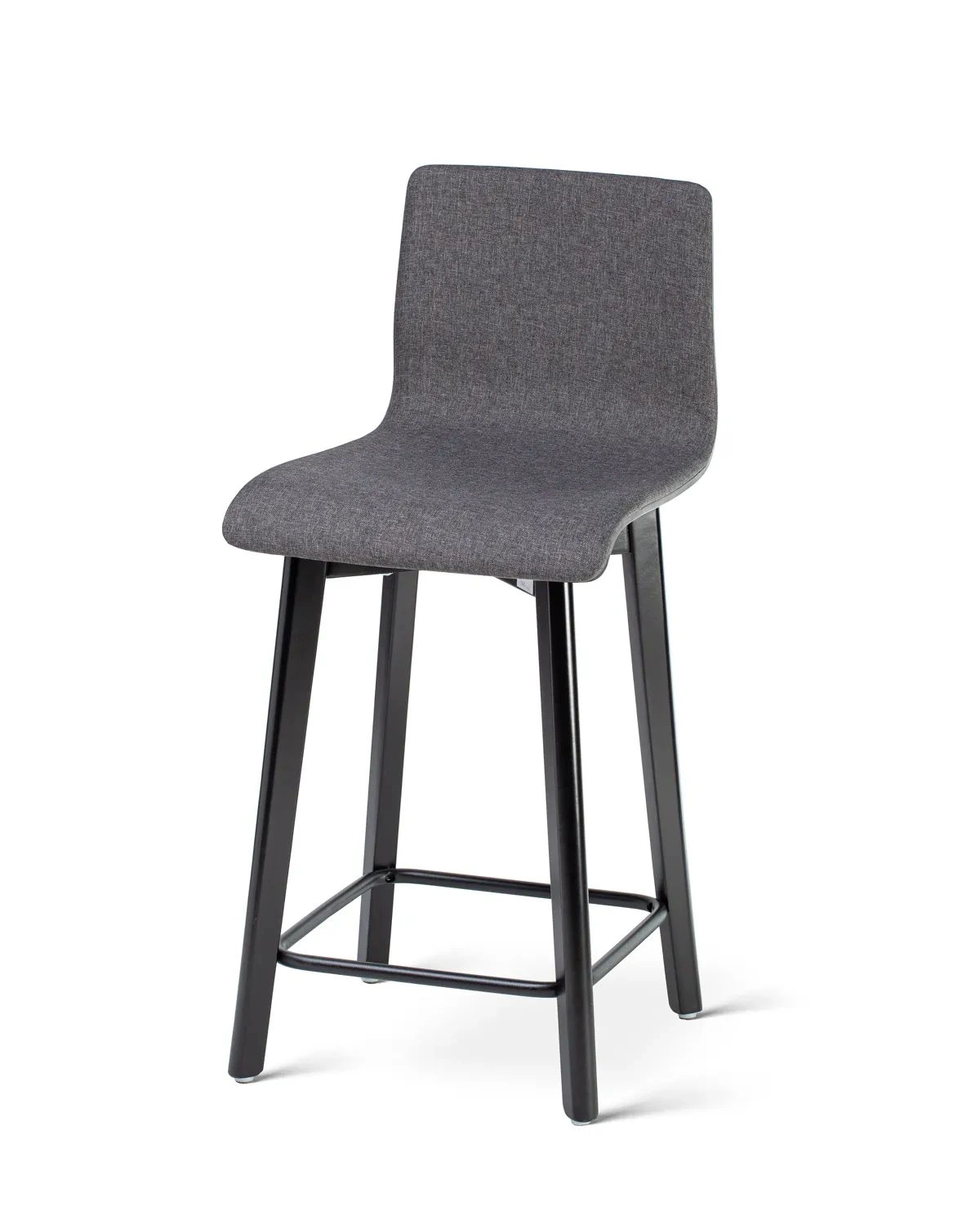 Luka softbeech h60 black graphite - hoker tapicerowany 60 cm do niskiej wyspy - Krzesło barowe do kuchni czarne drewniane tapicerowane | RetroCegła