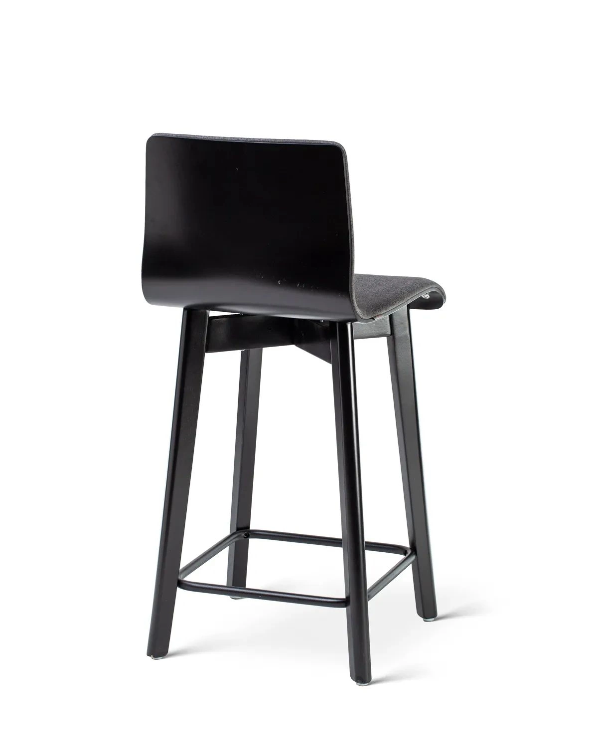 Luka softbeech h60 black graphite - hoker tapicerowany 60 cm do niskiej wyspy - Krzesło barowe do kuchni czarne drewniane tapicerowane | RetroCegła