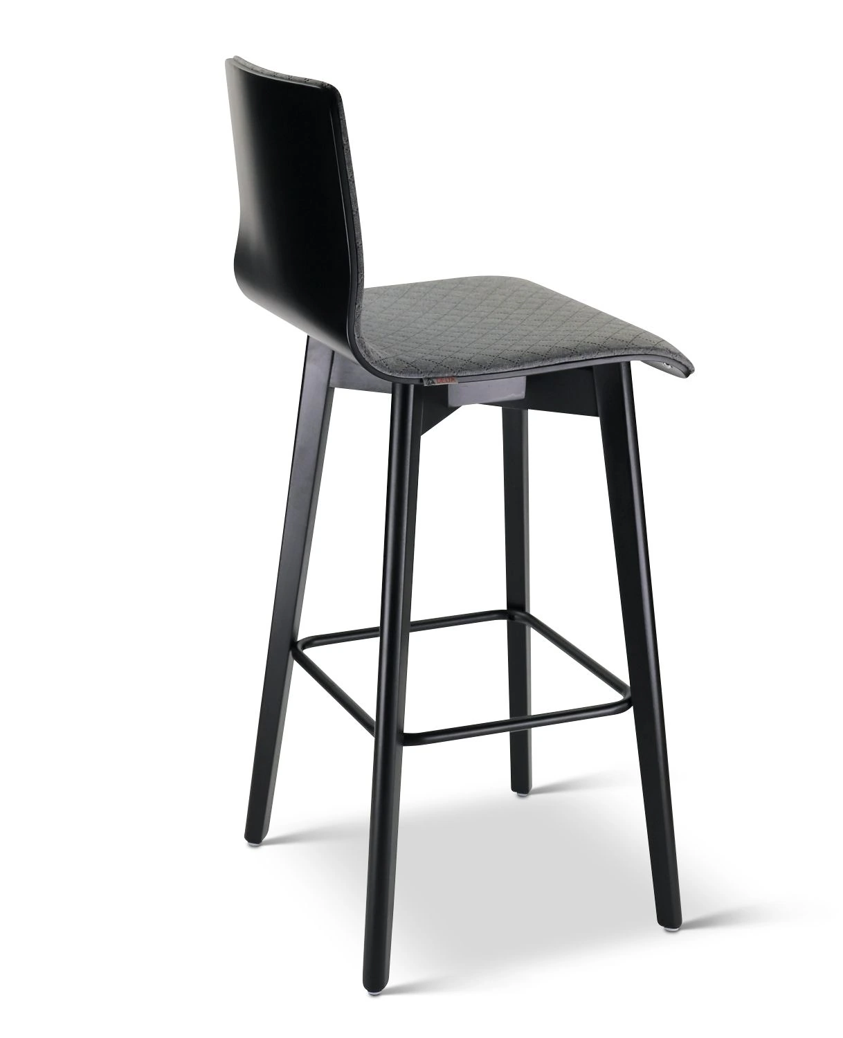 Luka softbeech h73 light grey - hoker tapicerowany 73 cm z jasnoszarą tkaniną - Hoker Luka soft czarny jasno-szara tkanina | RetroCegła