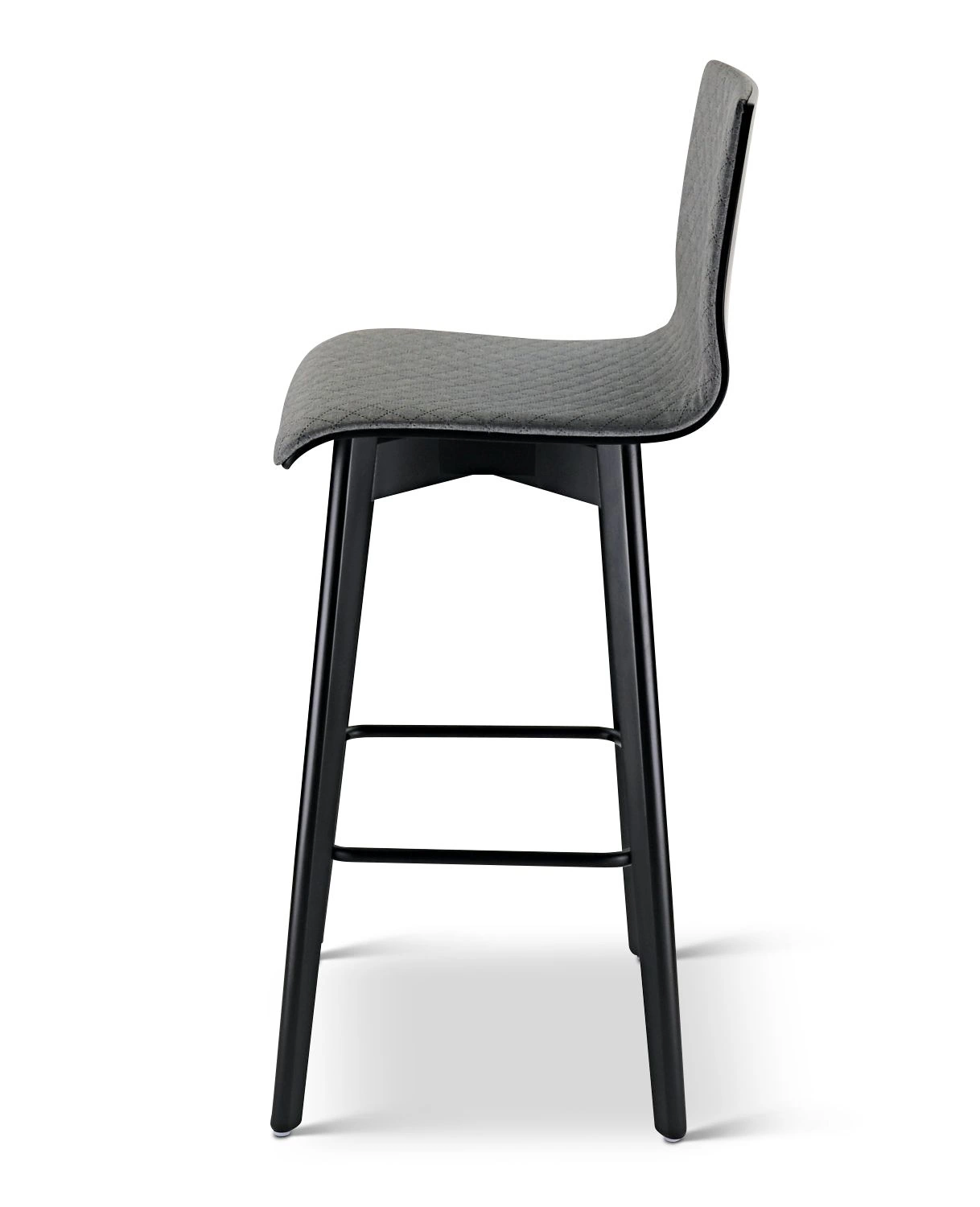 Luka softbeech h73 light grey - hoker tapicerowany 73 cm z jasnoszarą tkaniną - Hoker Luka soft czarny tapicerowany jasno-szara tkanina | RetroCegła