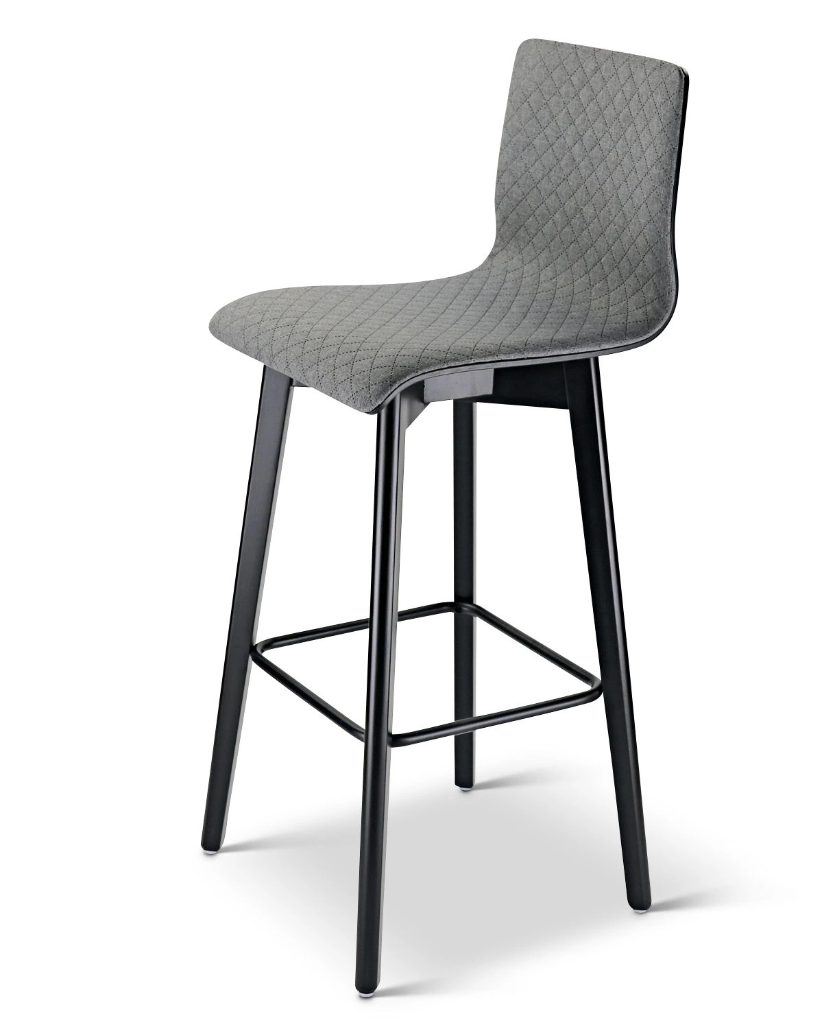 Luka softbeech h73 light grey - hoker tapicerowany 73 cm z jasnoszarą tkaniną - Hoker Luka soft czarny tapicerowany jasno-szara tkanina pikowana | RetroCegła
