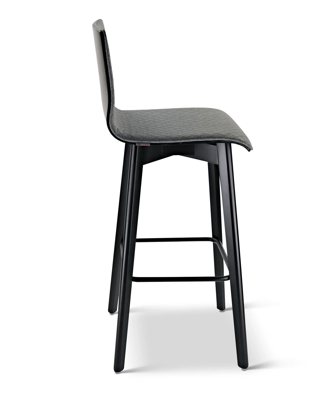 Luka softbeech h73 light grey - hoker tapicerowany 73 cm z jasnoszarą tkaniną - Hoker Luka soft czarny jasno-szara tkanina pikowana bokiem | RetroCegła