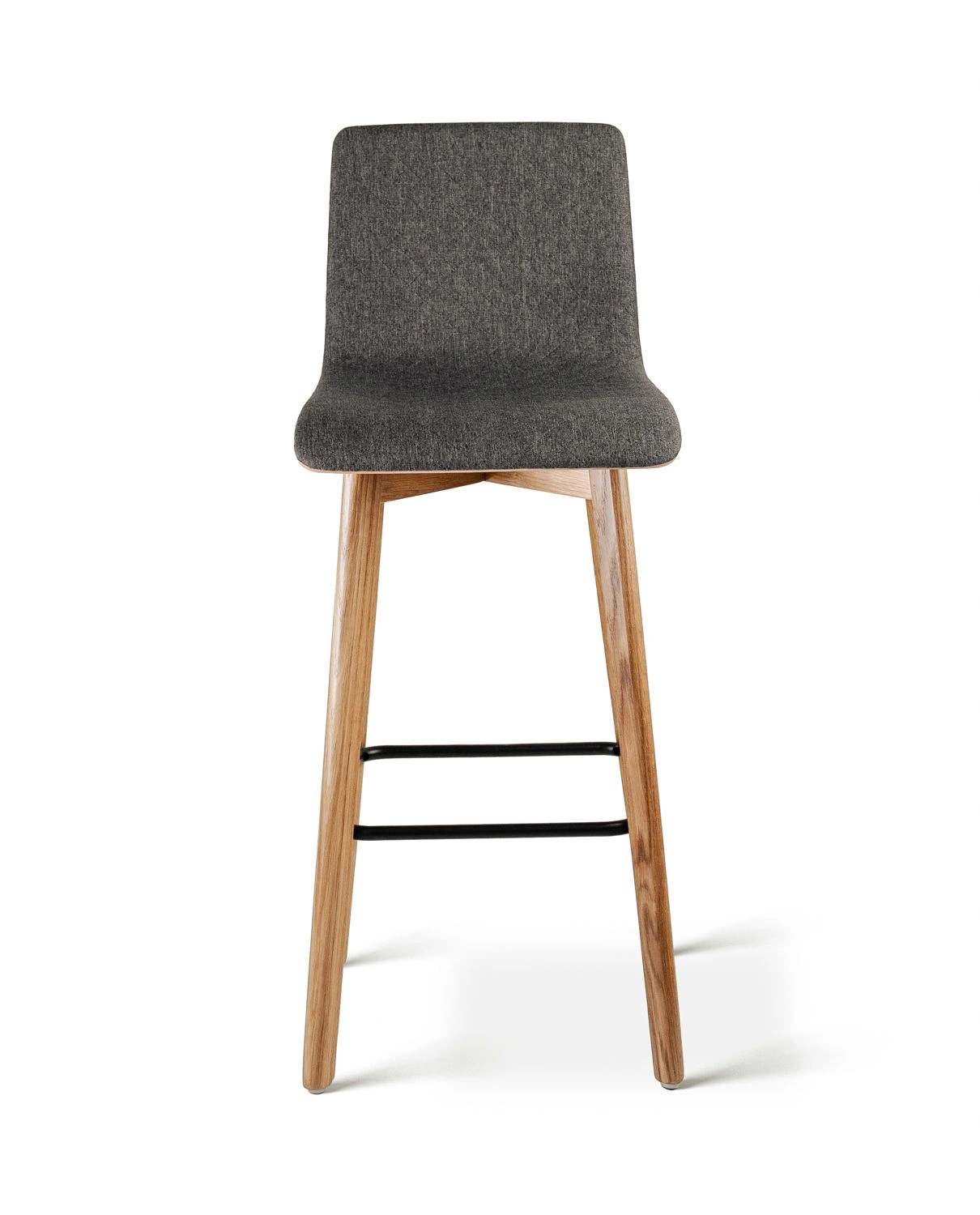 Luka softoak h73 graphite quilt - hoker dębowy tapicerowany 73 cm z pikowaną tkaniną - LUKA SOFT W Hoker dębowy pikowana grafitowa tapicerka | RetroCegła