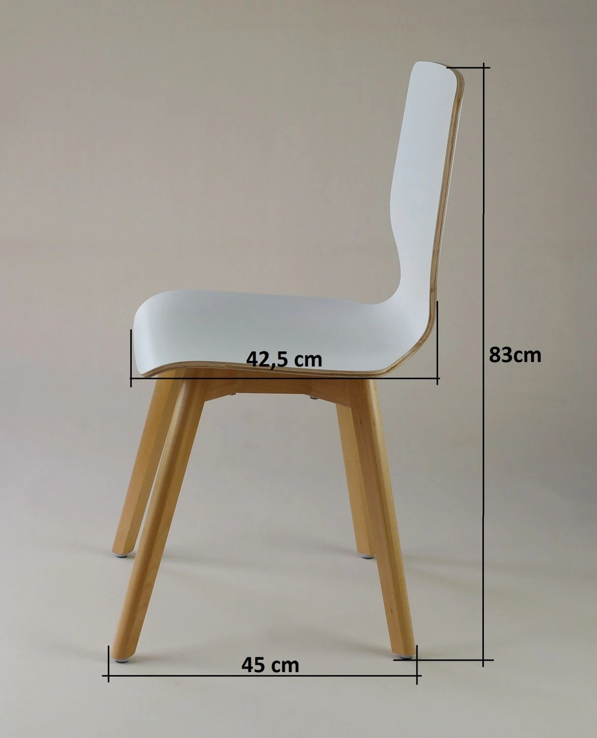 Mak white beech - krzesło laminowane z bukową ramą - MAK krzesło laminowane białe, bukowa rama | RetroCegła