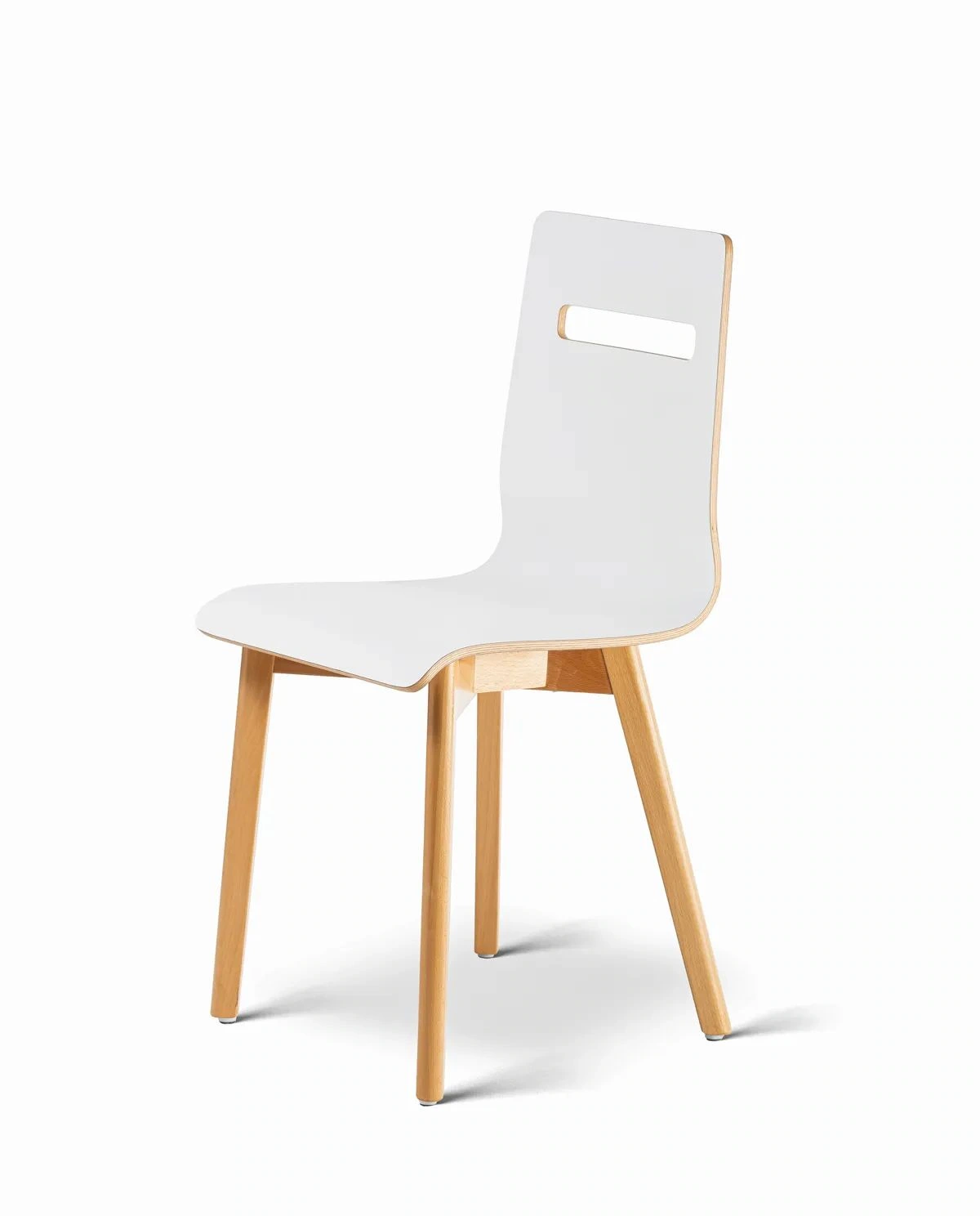 Mia white beech - krzesło laminowane białe z bukową ramą - Krzesło do kuchni drewniane laminowane MIA W | RetroCegła