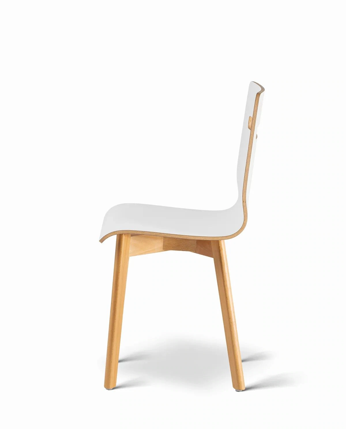 Mia white beech - krzesło laminowane białe z bukową ramą - Krzesło do kuchni drewniane laminowane MIA W | RetroCegła