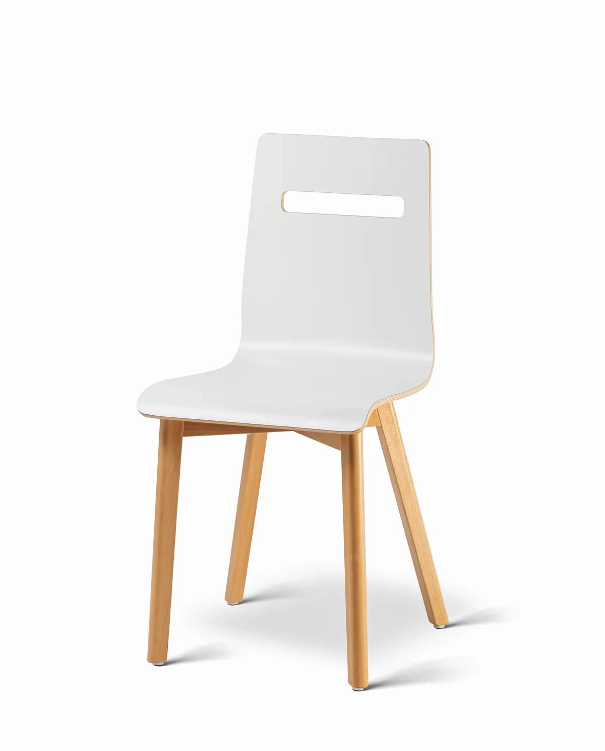 Mia white beech - krzesło laminowane białe z bukową ramą - Krzesło do kuchni drewniane laminowane MIA W | RetroCegła